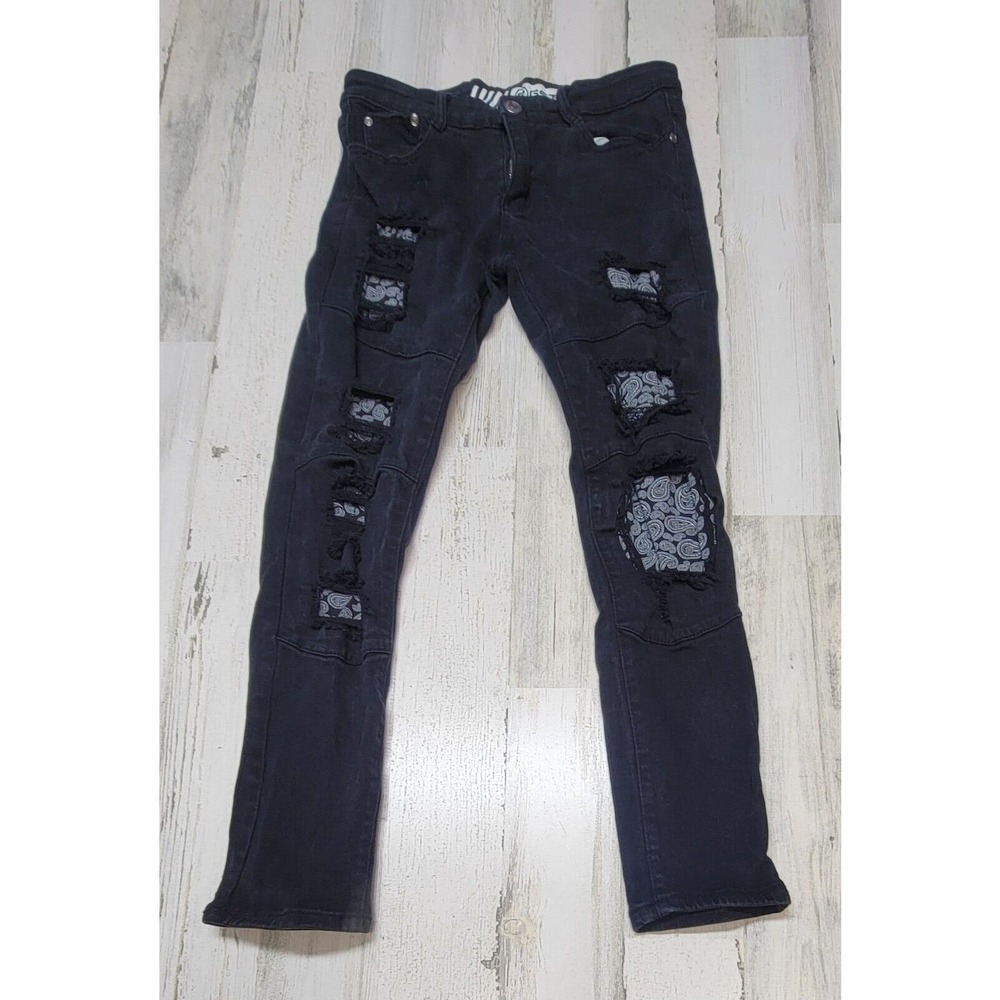 RGSTR Jean Men 30x31 Black Slim Distressed Grunge Skater Y2k